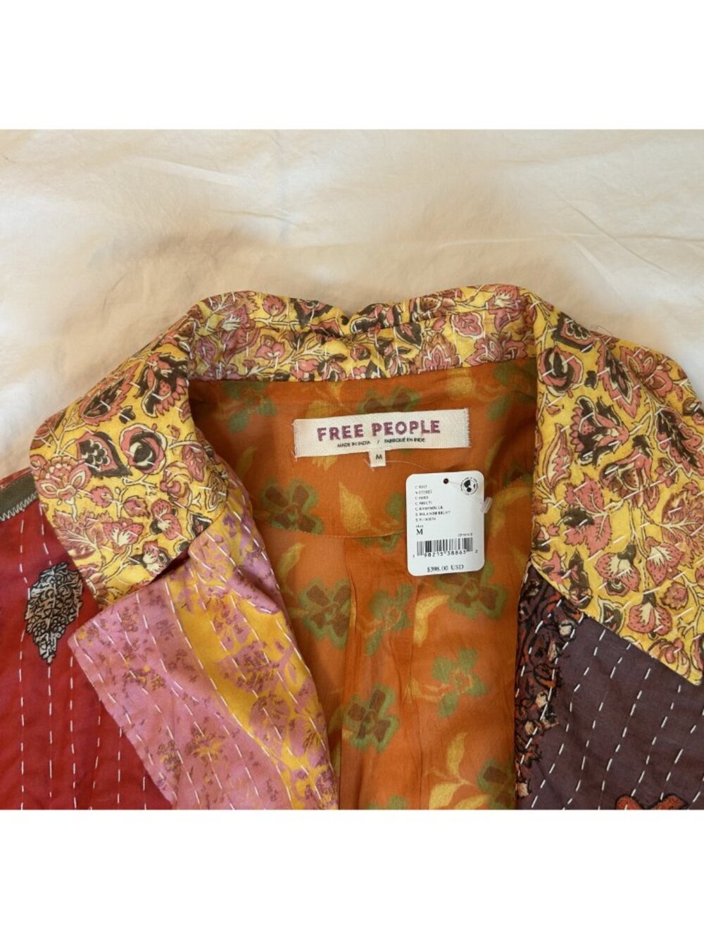 Free People Island Bright Patchwork Quilted Duster NWT Size M - Picture 4 of 7